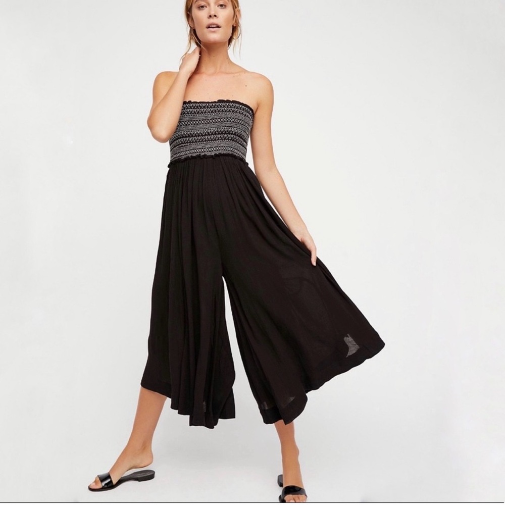 Free People Black Strapless Jumpsuit